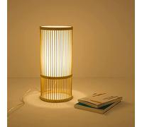 GLETSF Led Table Lamp Night Light Handmade Rattan Bamboo Wood Decoration Natural Bamboo Table Lamp E27 Socket 40 Watt Bar Library Reading Lamp