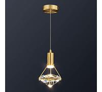 GLETSF Mid Century Diamond Crystal Pendant Light Vintage Brushed Brass Chandelier Modern Industrial Led Ceiling Light Fixture For Living Room Kitchen Bedroom-Copper B 3 Light-Copper.-1 Light
