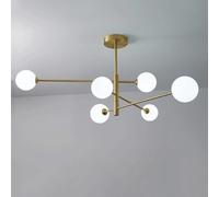 GLETSF Mid-Century Sputnik Chandelier Ceiling Light Scandinavian Copper Living Room Chandelier Post-Modern Minimalist Bedroom Personalized Glass Magic Beans Chandelier Suitable -One Color-6 Lights