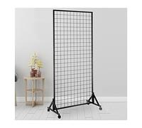 GLETSF Mobile Storage Rack Freestanding Display Rack Tool Pegboard Garage,Floor Standing Wire Grid Display Panel with Wheels, Versatile Retail and Nursery Storage Rack, Black Pa-Black-60x170CM