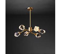 GLETSF Modern - Branch Led Chandelier Compatible with The Kitchen Living Room Diamond Crystal Light Fixtures Bedroom Copper Hanging Lamp,Ceiling Chandelier-D59 6 Lights-Warm