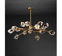 GLETSF Modern - Branch Led Chandelier Compatible with The Kitchen Living Room Diamond Crystal Light Fixtures Bedroom Copper Hanging Lamp,Ceiling Chandelier-D95 15 Lights-Cold