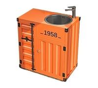 GLETSF Mueble De Baño De Estilo Industrial Vintage, Lavabo De Acero Inoxidable con Grifo Y Desagüe, Mueble De Baño Independiente De Una Pieza para Uso Doméstico Y Comercial.-Orange-A