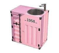 GLETSF Mueble De Baño De Estilo Industrial Vintage, Lavabo De Acero Inoxidable con Grifo Y Desagüe, Mueble De Baño Independiente De Una Pieza para Uso Doméstico Y Comercial.-Pink-A