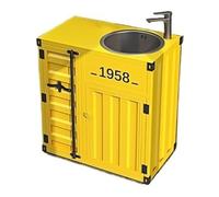 GLETSF Mueble De Baño De Estilo Industrial Vintage, Lavabo De Acero Inoxidable con Grifo Y Desagüe, Mueble De Baño Independiente De Una Pieza para Uso Doméstico Y Comercial.-Yellow-A
