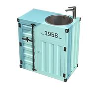 GLETSF Mueble De Baño De Estilo Industrial Vintage, Lavabo De Acero Inoxidable con Grifo Y Desagüe, Mueble De Baño Independiente De Una Pieza para Uso Doméstico Y Comercial.-BLU-A