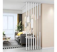 GLETSF Post Modern Room Divider - 7 Pack Metal Partition Screen with Mounting Kits, Adjustable 3-6 Feet, No Drill Installation, Stylish Small Space Decor-White-H110cm/43.3in/3.6ft