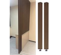 GLETSF Screen Column Separation,Aluminum Slat Room Divider with Walnut Finish For Living Room Bedroom Office Privacy 8Ft Tall Floor To Ceiling Partition Post-2 Pack-225cm/88.5in/7.38ft