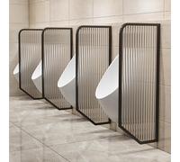 GLETSF Screen Column Separation,Men's Urinal Privacy Baffle,Wall-Mounted Men Urinal Privacy Screen,Stainless Steel Toilet Bathroom Partition,Public Toilet Partition with Tempere-Black-1PCS