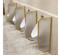 GLETSF Screen Column Separation,Metal and Translucent Glass Panel Partition Wall Divider,Stainless Steel Toilet Bathroom Partition,Wall-Mounted Urinal Partition,Urinal Screen To-Gold-1PCS