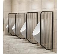 GLETSF Screen Column Separation,Metal and Translucent Glass Panel Partition Wall Divider,Stainless Steel Toilet Bathroom Partition,Wall-Mounted Urinal Partition,Urinal Screen To-Black-1PCS