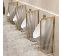 GLETSF Screen Column Separation,Stainless Steel Toilet Bathroom Partition with Tempered Glass,Men's Urinal Privacy Waterproof Baffle,Wall-Mounted Men Urinal Privacy Screen,Toile-Gold-1PCS