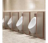GLETSF Screen Column Separation,Stainless Steel Toilet Bathroom Partition with Tempered Glass,Men's Urinal Privacy Waterproof Baffle,Wall-Mounted Men Urinal Privacy Screen,Toile-Rose Gold-1PCS