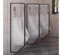GLETSF Screen Column Separation,Stainless Steel Toilet Bathroom Partition with Tempered Glass,Men's Urinal Privacy Waterproof Baffle,Wall-Mounted Men Urinal Privacy Screen,Toile-Black-1PCS