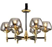 GLETSF Simple E14 Lighting 3/6/8/10/15-Lights - Modern Smoke Gray Glass Chandelier, Living Room Lamp Copper Pendant Lamp,Chandelier Lamps-One Color-6-Lights