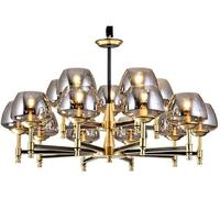GLETSF Simple E14 Lighting 3/6/8/10/15-Lights - Modern Smoke Gray Glass Chandelier, Living Room Lamp Copper Pendant Lamp,Chandelier Lamps-One Color-15-Lights