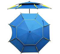 GLETSF Sombrilla De Jardín De Doble Capa, Ideal para Picnic, Patio, Piscina, Portátil, De 2,2 M Y 7,2 Pies, con Rotación De 360°, Que Ofrece Buena Protección Solar.-2.4m/7.9ft
