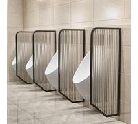 GLETSF Stainless Steel Men's Urinal Privacy Screen - Wall-Mounted Toilet Partition with Tempered Glass For Public Restrooms, Shopping Malls, Hotels & Bars-1pcs-Black