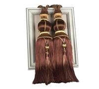 GLETSF Sujetadores de Cortina de Cuerda - 2 Sujetadores de Cortina con borlas, Perlas y Bolas Colgantes - Accesorios Elegantes para Cortinas (café Oscuro), café Oscuro,Dark Coffee