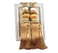 GLETSF Sujetadores de Cortina de Cuerda - 2 Sujetadores de Cortina con borlas, Perlas y Bolas Colgantes - Accesorios Elegantes para Cortinas (Dorado), Dorado,Gold