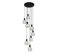 GLETSF Vintage Industrial Spiral Pendant Light Creative Wrought Iron Lampshade Decoration Chandelier For Staircase Duplex Villa Living Room Hanging Light-8 Flame
