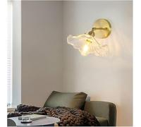 GLETSF Wall Lamp, Retro Copper Glass Flower Wall Lamp Simple Living Room Decoration Bedroom Corridor C0Ottagecore Wall Lamp Home Decor,Indoor Wall Light-One Color-A Style 19.5cm