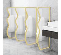 GLETSF Wall-Mounted Urinal Partition, Clear Glass Privacy Screen with Stainless Steel Frame, Ideal For Men's Restrooms & Hotel Bathrooms, Durable & Stylish Design-Gold-1pcs