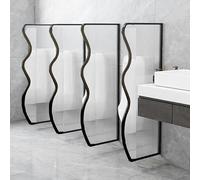 GLETSF Wall-Mounted Urinal Partition, Clear Glass Privacy Screen with Stainless Steel Frame, Ideal For Men's Restrooms & Hotel Bathrooms, Durable & Stylish Design-Black-1pcs