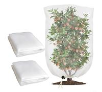 Glewi 2 bolsas de red de jardín con cordón, cubierta de malla blanca a prueba de insectos para árboles frutales, tomates, arándanos, protección de barrera de pájaros (1 x 1 m) (1,2 x 1,4 m)