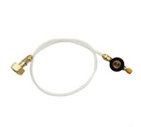 Glewi Adaptador de válvula de cartucho de gas para estufa de camping, para convertidor de recarga de propano GLP con válvula de bloqueo, manguera de 70 cm para cocina de campamento (válvula de inflado