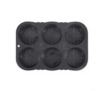 Glewi Bandeja de silicona con 6 cavidades para hacer panecillos sin hamburguesas para masa de pan, color gris, 34,5 cm
