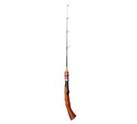 Glewi Caña de pescar corta en hielo de 50 cm, 60 cm, 70 cm, 2 secciones de fibra de vidrio con asiento de carrete en espiral para pesca de camarones de invierno, alta sensibilidad (50 cm A)