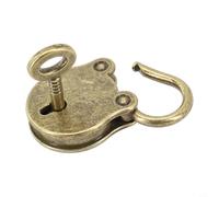 Glewi Candado retro de aleación de zinc vintage con llave acabado de bronce antiguo seguro equipaje diario gabinete cajón Locker 37 x 22 mm