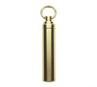 Glewi Cápsula impermeable de latón, caja de 6,5 x 1,2 cm, contenedor de metal sellado para llaves EDC, medicina, equipo de supervivencia al aire libre, amarillo