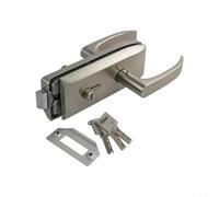 Glewi Cerradura de manija de puerta de vidrio de oficina para puertas individuales, mecanismo de pestillo de montaje empotrado de aleación de zinc, diseño plano moderno y con muescas (plata)