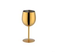 Glewi Copa de vino de acero inoxidable de 350 ml, taza de tallo inastillable 304 con retención de temperatura para camping, fiestas en la playa y bar al aire libre (dorado)