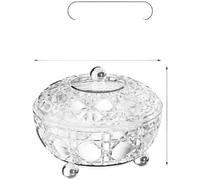 Glewi Ensaladera transparente de PET con tapa, asas plateadas, almacenamiento hermético de alimentos para refrigerador, cocina, picnic, paquete de 2 (B)