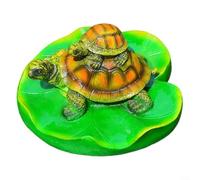 Glewi Fuente flotante de resina de hoja de loto de tortuga, adorno verde pintado a mano para estanques de jardín y características de agua, decoración de 16,5 cm (B)