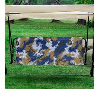 Glewi Funda para asiento de columpio Oxford 600D, protector impermeable de camuflaje azul para muebles de jardín, protección para patio al aire libre contra la lluvia (138 x 50 x 50 cm)