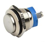 Glewi Interruptor de botón de metal de 16 mm, 12 V, momentáneo, no impermeable, para panel de control industrial (cabeza alta)