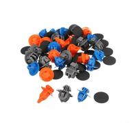 Glewi Juego de 30 clips para panel de puerta delantera, para Toyota Prado serie 120, reparación de molduras de carrocería, con arandelas de sellado antipolvo ABS, negro y azul