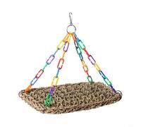 Glewi Juguete de columpio natural para pájaros de pasto marino con percha colgante, plataforma de escalada tejida para periquitos, periquitos, periquitos, accesorios de jaula de pájaros pequeños