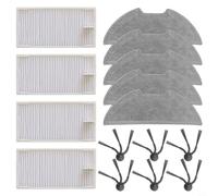 Glewi Kit de repuesto para Eureka E20 para EVO para aspiradora robot Plus Limpieza de bordes mejorada Filtros HEPA Almohadillas de fregona 6 cepillos 4 filtros 5 almohadillas para el hogar