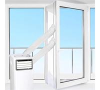 Glewi Kit de sellado de puerta de aire acondicionado con manguera de drenaje y adaptador de ventana con cremallera para unidades móviles con cinta de sellado para uso doméstico y jardín (4 metros)