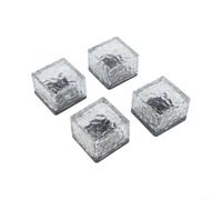 Glewi Luces solares de ladrillo de hielo, paquete de 4, lámparas de camino de jardín de vidrio impermeable con brillo cálido/blanco para patio, césped y decoración junto a la piscina (luz blanca)