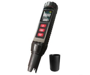 Glewi Medidor de pH de agua, probador de 7 pulgadas de alto para piscina potable, X71 transmisión de voz rápida lectura precisa cuerpo ABS negro