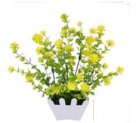 Glewi Paquete de 10 flores artificiales para mini valla, plantas falsas de plástico de 22 cm para decoración de mesa, hogar, oficina, verde, rosa, rojo, amarillo, naranja y morado (amarillo)
