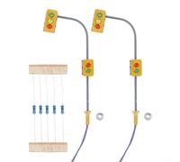 Glewi Paquete de 2 semáforos LED a escala HO para modelo de ferrocarril, señales de cruce peatonal de 3 V con resistencias, verde, amarillo y rojo