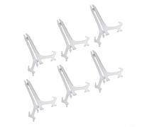 Glewi Paquete de 6 caballetes de exhibición de plástico transparente, soportes plegables ajustables para platos, fotos, obras de arte, soportes transparentes de 4/6/10 pulgadas para decoración del