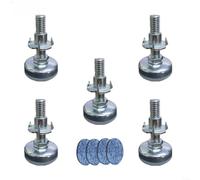 Glewi Patas niveladoras ajustables de acero al carbono con perno de tuerca para mesa, silla, gabinete, muebles, soporte autonivelante, plateado, paquete de 4 (5 piezas)